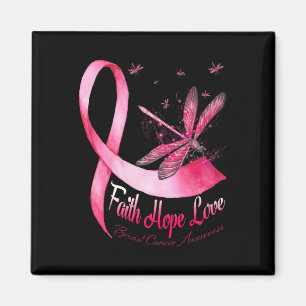 Faith Hope Kärlek Dragonfly Breast Cancer Awarenes Magnet
