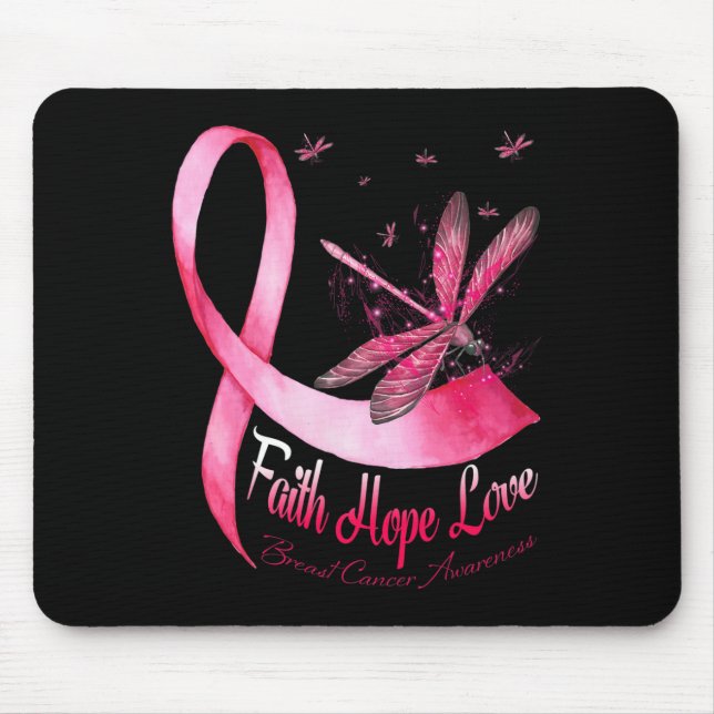 Faith Hope Kärlek Dragonfly Breast Cancer Awarenes Musmatta (Framsidan)