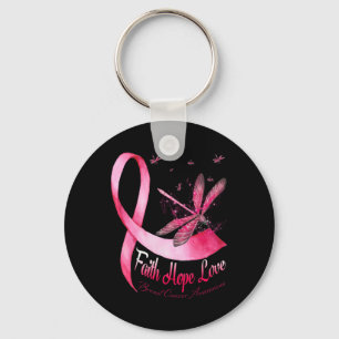 Faith Hope Kärlek Dragonfly Breast Cancer Awarenes Nyckelring