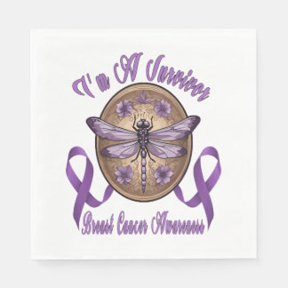 Faith Hope Kärlek Dragonfly Breast Cancer Awarenes Pappersservett