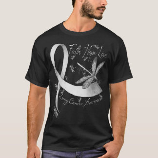 Faith Hope Kärlek Dragonfly Lung Cancer Awareness T Shirt