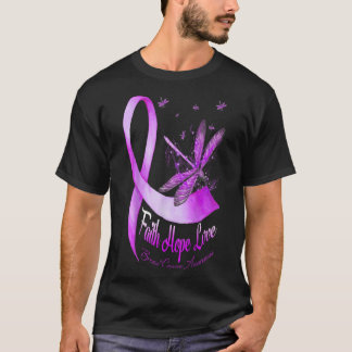 Faith Hope Kärlek Dragonfly Pancreatic Cancer T Shirt