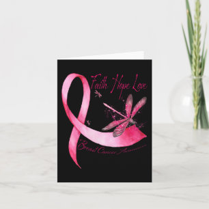 Faith Hope Kärlek Dragonfly Rosa Ribbon Breast Can Kort