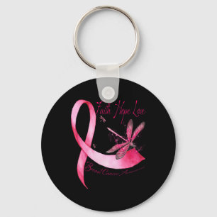Faith Hope Kärlek Dragonfly Rosa Ribbon Breast Can Nyckelring