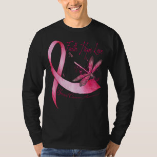 Faith Hope Kärlek Dragonfly Rosa Ribbon Breast Can T Shirt