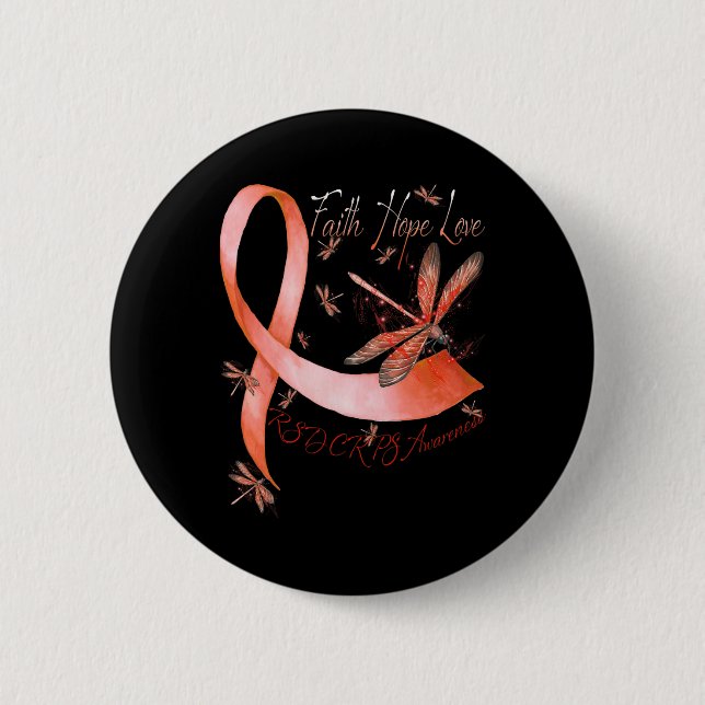 Faith Hope Kärlek Dragonfly RSD CRPS Awareness Knapp (Framsida)