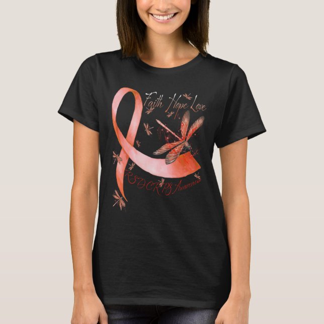 Faith Hope Kärlek Dragonfly Rsd Crps Awareness T Shirt (Framsida)