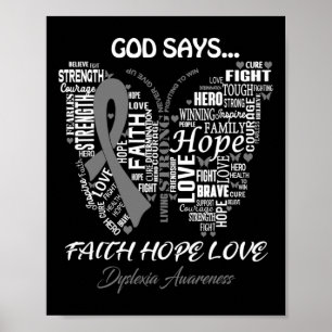 Faith Hope Kärlek Dyslexia Awareness Gifts Poster
