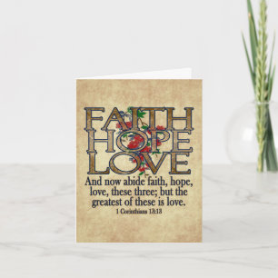 Faith Hope Kärlek Elegant Bible Scripture Christia Kort