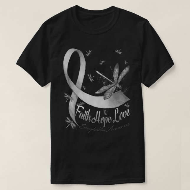 Faith Hope Kärlek Encephalitis Awareness Dragonfly T Shirt (Design framsida)