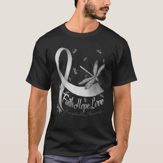 Faith Hope Kärlek Encephalitis Awareness Dragonfly T Shirt (Framsida)