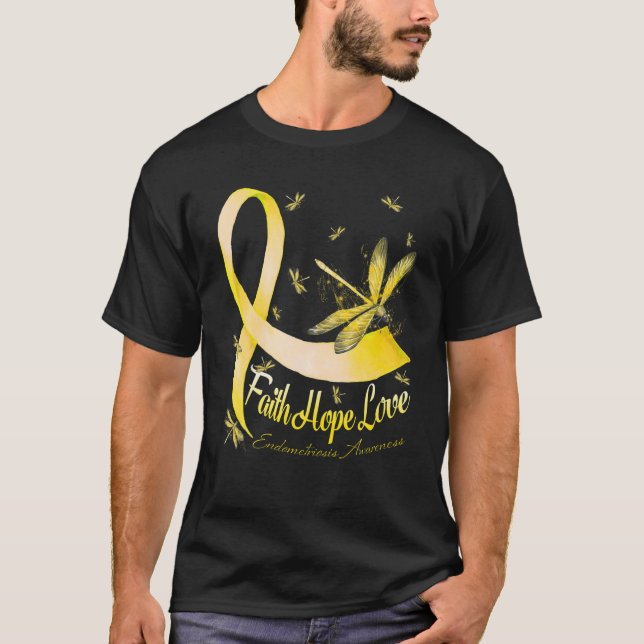Faith Hope Kärlek Endometriosis Awareness Dragonfl T Shirt (Framsida)