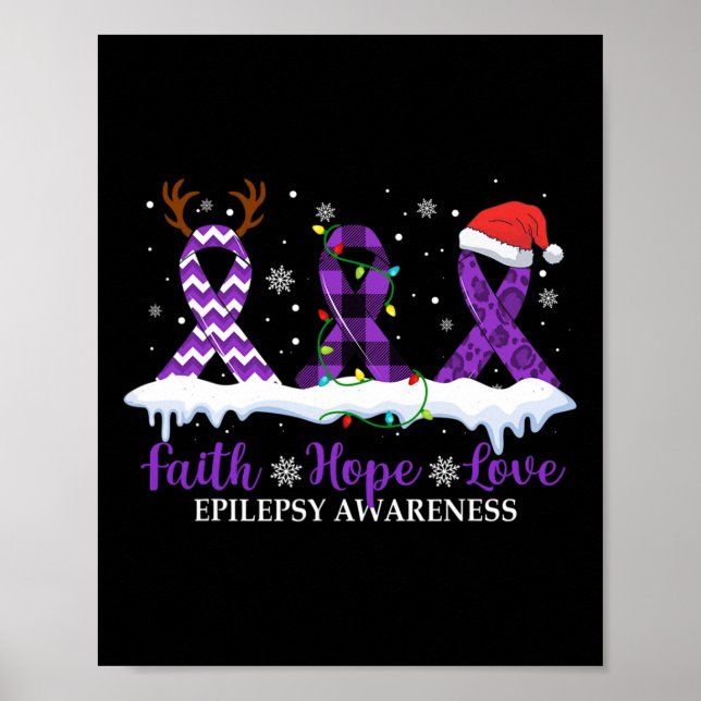 Faith Hope Kärlek Epilepsy Awareness jul Ribbo Poster (Framsidan)