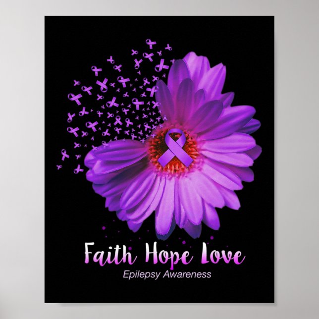 Faith Hope Kärlek Epilepsy Awareness Solros Poster (Framsidan)