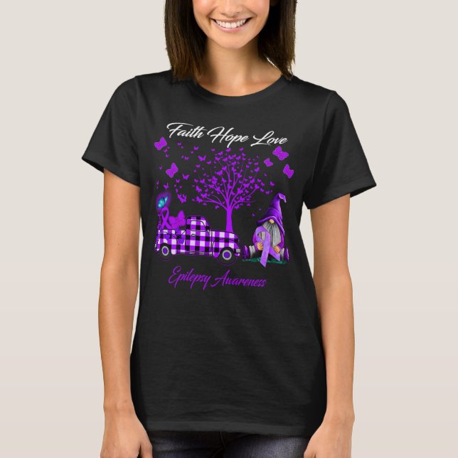 Faith Hope Kärlek Epilepsy Awareness T Shirt (Framsida)