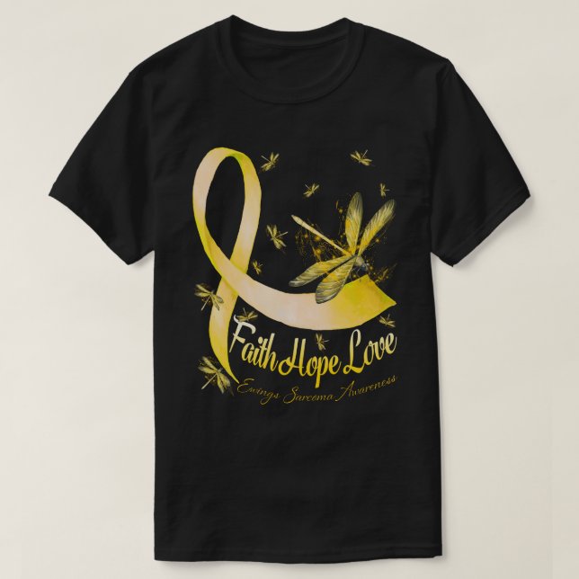 Faith Hope Kärlek Ewings Sarcoma Awareness Dragonf T Shirt (Design framsida)