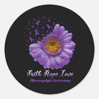 Faith Hope Kärlek Fibromyalgia Awareness Flower be Runt Klistermärke