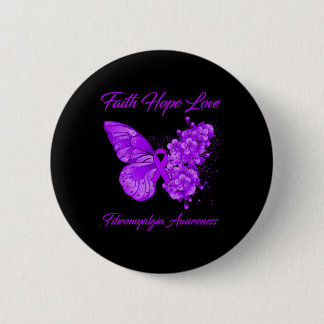 Faith Hope Kärlek Fibromyalgia Awareness Knapp
