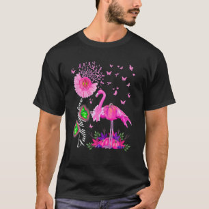 Faith Hope Kärlek Flamingo Breast Cancer Awareness T Shirt