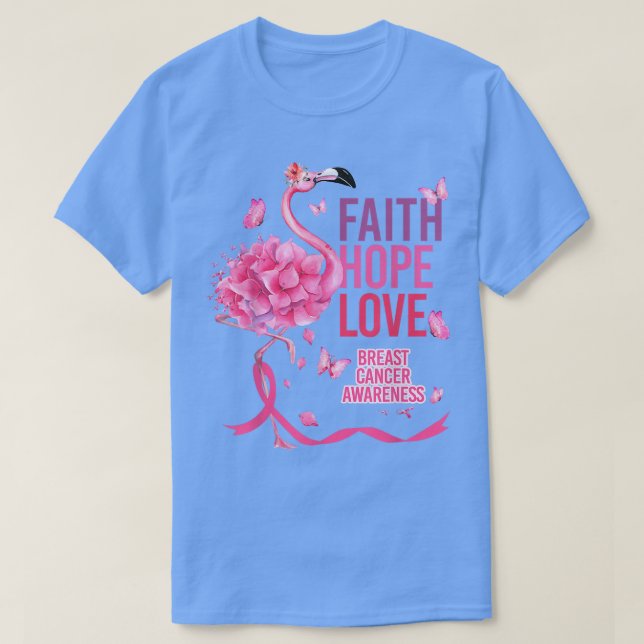 Faith Hope Kärlek Flamingo Flowers Breast Cancer A T Shirt (Design framsida)