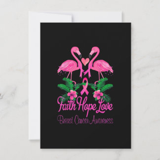 Faith Hope Kärlek Flamingo Ribbon Breast Cancer Aw Inbjudningar