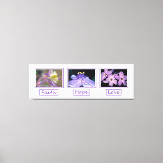 Faith Hope Kärlek Flowers Wrapped Canvas Skriv ut
