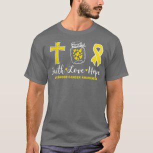 Faith Hope Kärlek för barncancer Warrior Guld T Shirt