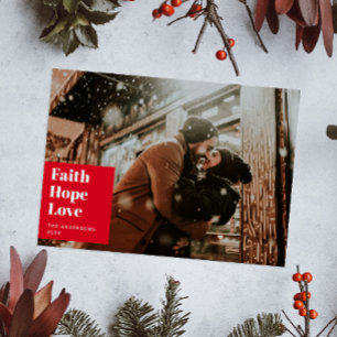 Faith Hope Kärlek. Foto på Red jul-religiösan Julkort