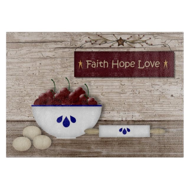 Faith Hope Kärlek Glass Caking Board (Framsidan)