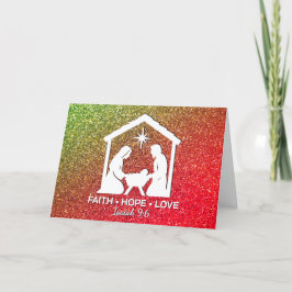 FAITH HOPE KÄRLEK Glitter Christian jul Helgkort