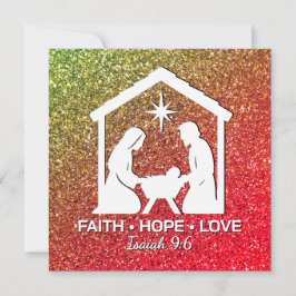 FAITH HOPE KÄRLEK Glitter Christian jul Julkort