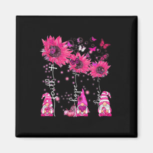 Faith Hope Kärlek Gnome Ribbon Breast Cancer Aware Magnet