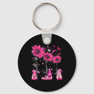 Faith Hope Kärlek Gnome Ribbon Breast Cancer Aware Nyckelring
