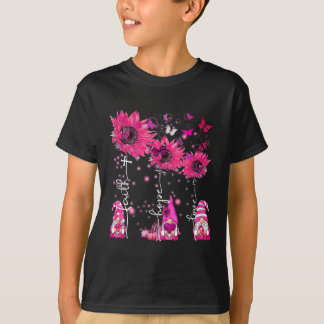 Faith Hope Kärlek Gnome Ribbon Breast Cancer Aware T Shirt