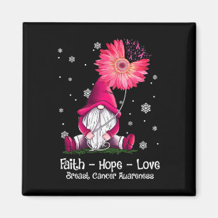 Faith Hope Kärlek Gnome Rosa Solros Breast Cancer Magnet