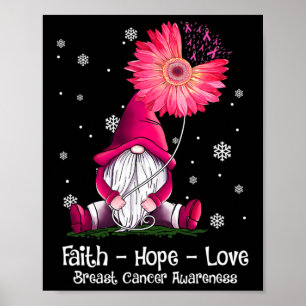 Faith Hope Kärlek Gnome Rosa Solros Breast Cancer Poster
