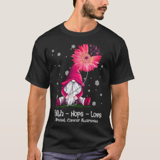 Faith Hope Kärlek Gnome Rosa Solros Breast Cancer T Shirt