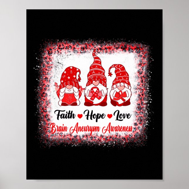 Faith Hope Kärlek Gnomes Brain Aneurysm Awareness  Poster (Framsidan)
