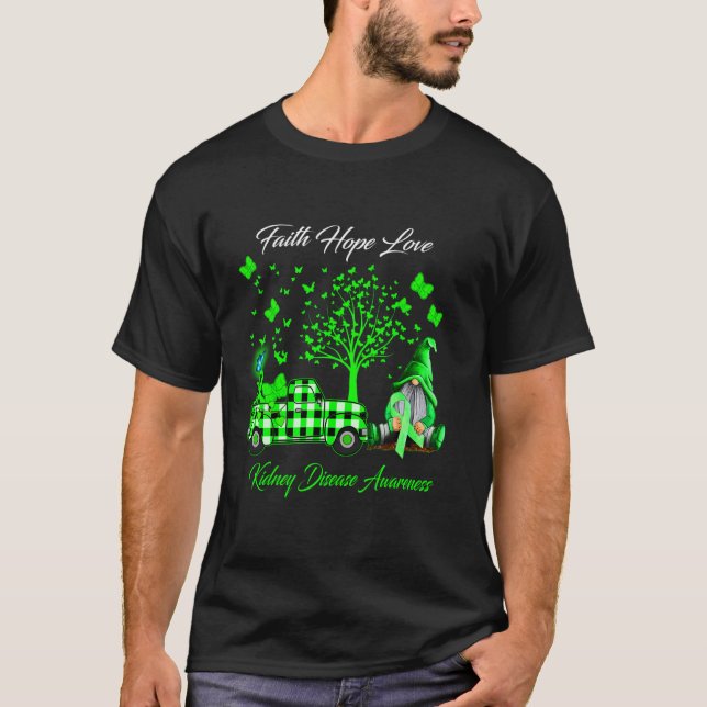 Faith Hope Kärlek Gnomes Kidney Disease Awareness T Shirt (Framsida)