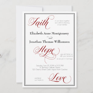 Faith Hope Kärlek Gracnice Script Wedding bjudande Inbjudningar