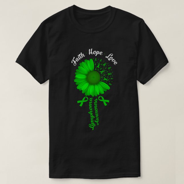Faith Hope Kärlek Grönt Lymphoma Cancer Awareness T Shirt (Design framsida)