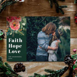 Faith Hope Kärlek | Grönt Religiösa - julfoto Julkort