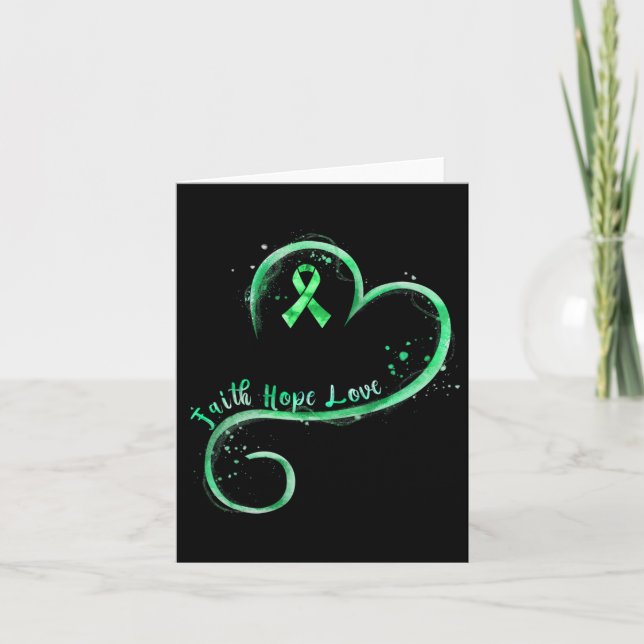 Faith Hope Kärlek Grönt Ribbon Kidney Disease Awar Kort (Framsida)