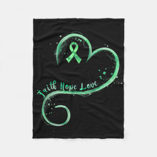Faith Hope Kärlek Grönt Ribbon Mental Health Aware Fleecefilt