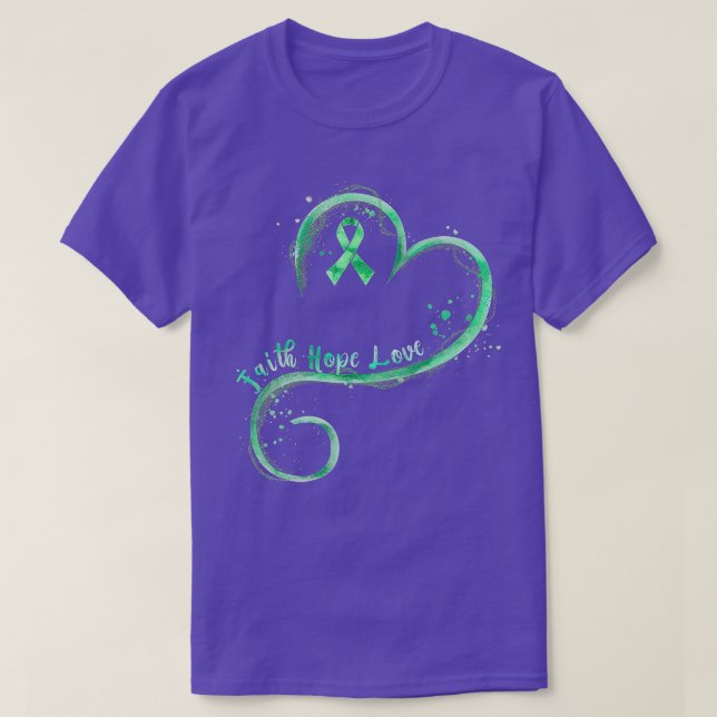 Faith Hope Kärlek Grönt Ribbon Mental Health Aware T Shirt (Design framsida)