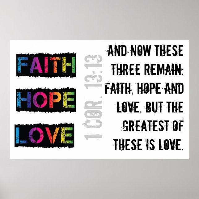 Faith, Hope & Kärlek (grunge) Poster (Framsidan)