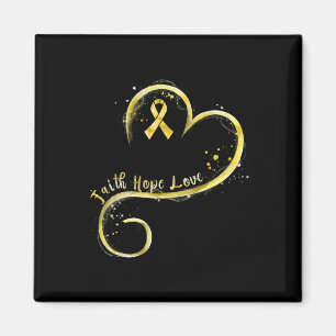 Faith Hope Kärlek Gult Ribbon Childnature Cancer A Magnet