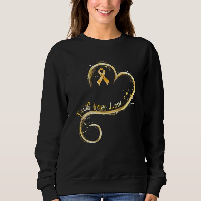 Faith Hope Kärlek Gult Ribbon Endometriosis Awaren T Shirt (Framsida)
