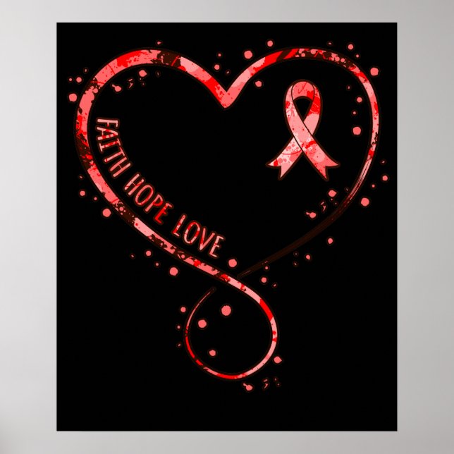 Faith Hope Kärlek Heart Disease Awareness Survivor Poster (Framsidan)