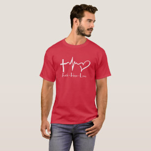 Faith Hope Kärlek Heartaten Spirit Religion Tee Shirt
